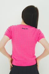 MSB 패치 로고 케이블 니트 탑