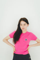 MSB 패치 로고 케이블 니트 탑