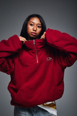 可逆半拉链抓绒衣