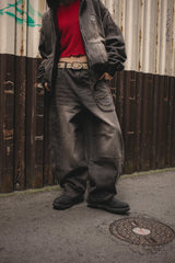 King Logo Slub Denim Buggy Pants