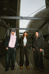 CMT ruler boa denim hooded jacket