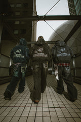 CMT ruler boa denim hooded jacket