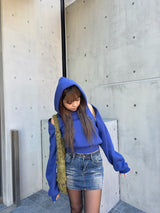 2way shoulder zip hoodie