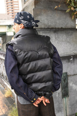 western faux leather down vest