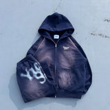 over dye universal logo zip hoodie