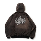 킹 로고 데님 퀼트 재킷