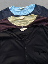 2-Layered Henley Rhinestone Tee