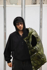 western faux leather down vest