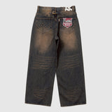 Grunge studs wide denim