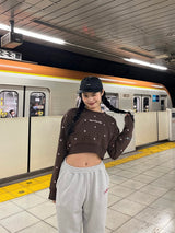 random heart cropped sweat