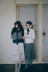 Sailor Collar Border Halfzip Knit