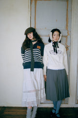 Sailor Collar Border Halfzip Knit