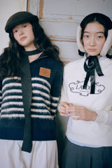 Sailor Collar Border Halfzip Knit