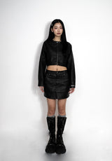 Cropped Fake Leather Jacket
