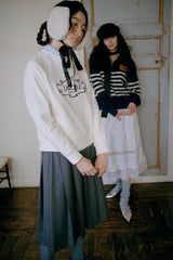 Sailor Collar Border Halfzip Knit