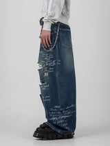 Typewriter Baggy Denim Pants