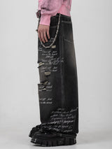 Typewriter Baggy Denim Pants
