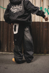 King Logo Slub Denim Buggy Pants