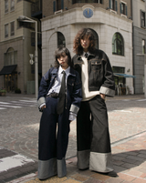 내면의 평화 zip 데님 바지