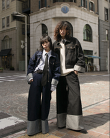 내면의 평화 지퍼 데님 재킷