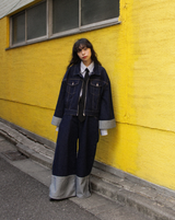 내면의 평화 zip 데님 바지