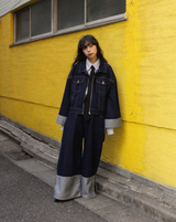 내면의 평화 지퍼 데님 재킷