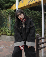 내면의 평화 지퍼 데님 재킷