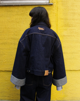 내면의 평화 지퍼 데님 재킷