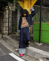 내면의 평화 zip 데님 바지