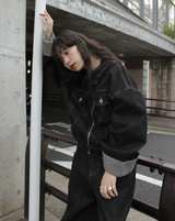 내면의 평화 지퍼 데님 재킷