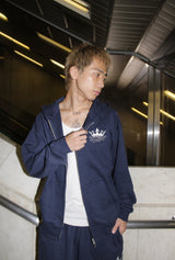 國王徽標拉鍊連帽衫