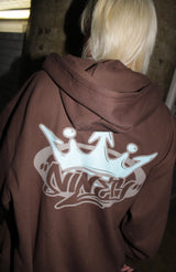 國王徽標拉鍊連帽衫