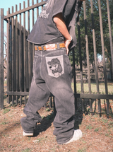 CMT RULER WASHED DENIM PANTS