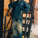 dot vector denim pants