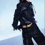 vegan leather cargo jacket