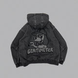 CMT ruler boa denim hooded jacket