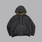 CMT ruler boa denim hooded jacket