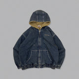 CMT ruler boa denim hooded jacket