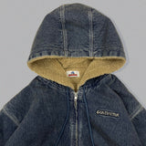 CMT ruler boa denim hooded jacket