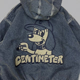 CMT ruler boa denim hooded jacket