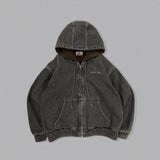 CMT ruler boa denim hooded jacket