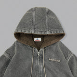 CMT ruler boa denim hooded jacket