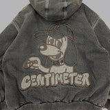 CMT ruler boa denim hooded jacket