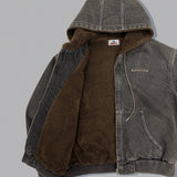 CMT ruler boa denim hooded jacket