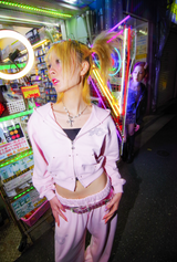 90 Logo Glitter Light Zip Hoodie【9090girl】