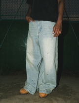 Ruler paint baggy denim