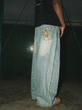 Ruler paint baggy denim