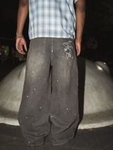 Ruler paint baggy denim