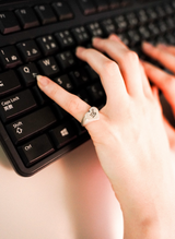 B logo Heart pinky ring