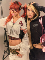 90 Logo Glitter Light Zip Hoodie【9090girl】